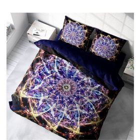 Monohome Mandala 1 3D Pamuk Saten Renkli Çift Kişilik 200x220 cm Nevresim Takımı