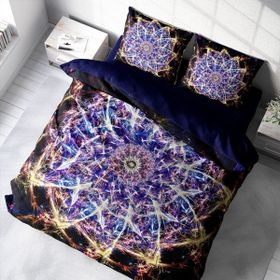 Monohome Mandala 1 3D Pamuk Saten Renkli Çift Kişilik 200x220 cm Nevresim Takımı