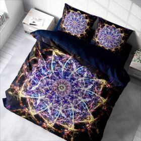 Monohome Mandala 1 3D Pamuk Saten Renkli Çift Kişilik 200x220 cm Nevresim Takımı