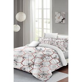 Monohome Marble Geo 200x220 cm Beyaz 3D Pamuk Saten Çift Kişilik Nevresim Takımı