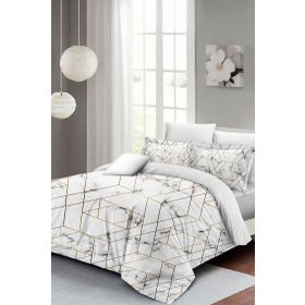 Monohome Marble Geo 3D Pamuk Saten Çift Kişilik Nevresim Takımı