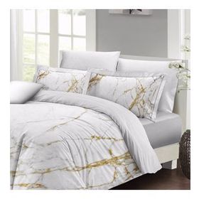Monohome Marble Shiny 3D Pamuk Saten Çift Kişilik King Size Nevresim Takımı