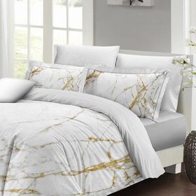 Monohome Marble Shiny 3D Pamuk Saten Çift Kişilik King Size Nevresim Takımı