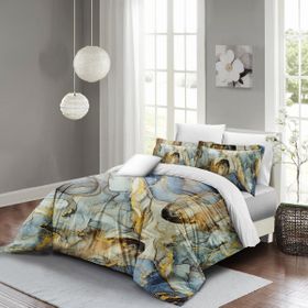 Monohome Marble Shiny 3D Pamuk Saten Çift Kişilik King Size Nevresim Takımı