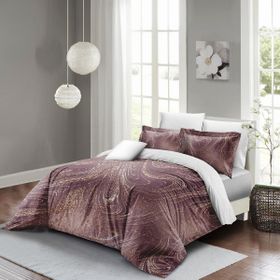 Monohome Marble Shiny 3D Pamuk Saten Çift Kişilik King Size Nevresim Takımı
