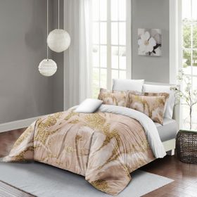 Monohome Marble Shiny 3D Pamuk Saten Çift Kişilik King Size Nevresim Takımı