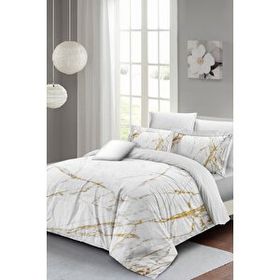 Monohome Marble Shiny 3D Pamuk Saten Çift Kişilik King Size Nevresim Takımı