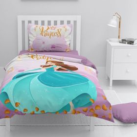 Monohome Mavi Prenses 3D Pamuk Saten Renkli Çocuk 160x220 cm Nevresim Takımı