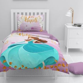 Monohome Mavi Prenses 3D Pamuk Saten Renkli Çocuk 160x220 cm Nevresim Takımı