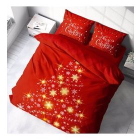 Monohome Merry Christmas Yılbaşı Süsü Pamuk Saten Gift 3D Çift Kişilik Nevresim Takımı