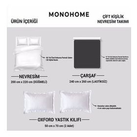 Monohome Mistique Flowers 3D Pamuk Saten Kahverengi Çift Kişilik Nevresim Takım
