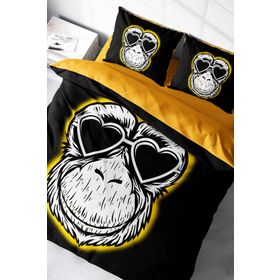 Monohome Monkey 3D Pamuk Saten Çift Kişilik 200x220 cm Nevresim Takımı