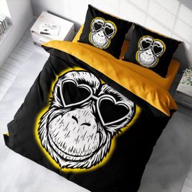 Monohome Monkey 3D Pamuk Saten Çift Kişilik 200x220 cm Nevresim Takımı