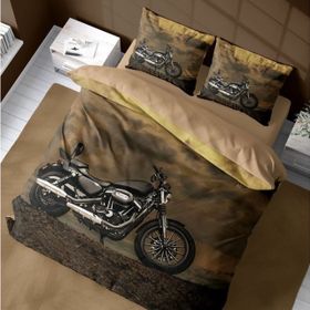 Monohome Motorcycles 3D Pamuk Saten Çift Kişilik Nevresim Takımı