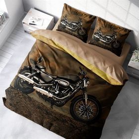 Monohome Motorcycles 3D Pamuk Saten Çift Kişilik Nevresim Takımı