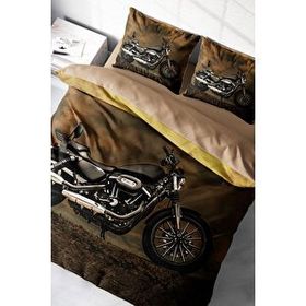 Monohome Motorcycles 3D Pamuk Saten Çift Kişilik Nevresim Takımı