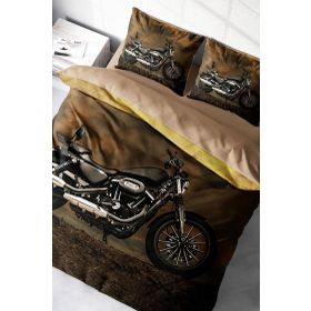 Monohome Motorcycles 3D Pamuk Saten Çift Kişilik Nevresim Takımı