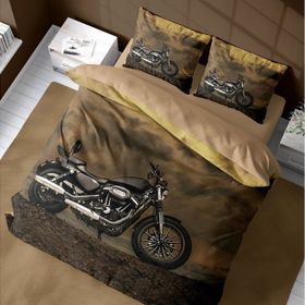 Monohome Motorcycles 3D Pamuk Saten Renkli Çift Kişilik 200x220 cm Nevresim Takımı