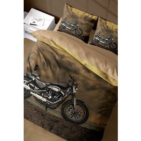 Monohome Motorcycles 3D Pamuk Saten Renkli Çift Kişilik 200x220 cm Nevresim Takımı