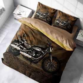 Monohome Motorcycles 3D Pamuk Saten Renkli Çift Kişilik 200x220 cm Nevresim Takımı