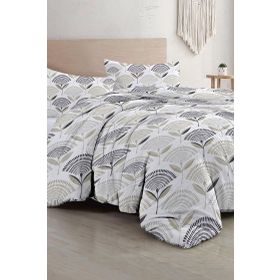 Monohome Natura Art Deco 200x220 cm Beyaz Pamuklu Çift Kişilik Nevresim Takımı