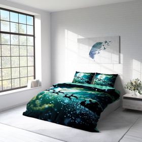 Monohome NY Deer 3D Pamuk Saten Çift Kişilik 200x220 cm Nevresim Takımı