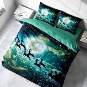 Monohome NY Deer 3D Pamuk Saten Çift Kişilik 200x220 cm Nevresim Takımı