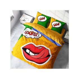 Monohome Ooops Lips 3D Pamuk Saten Çift Kişilik 200x220 cm Nevresim Takımı