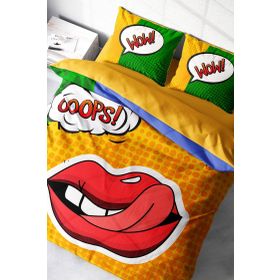Monohome Ooops Lips 3D Pamuk Saten Çift Kişilik 200x220 cm Nevresim Takımı