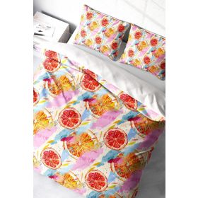 Monohome Orange Fruit 3D Pamuk Saten Çift Kişilik Nevresim Takımı