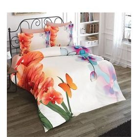 Monohome Orchid 2 3D Pamuk Saten Çift Kişilik 200x220 cm Nevresim Takımı