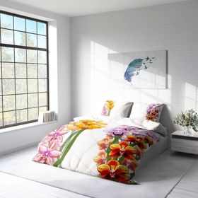 Monohome Orchid 2 3D Pamuk Saten Çift Kişilik 200x220 cm Nevresim Takımı