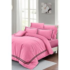 Monohome Özel Dokuma Luxury Pamuk Saten Pembe Çift Kişilik Nevresim Takımı