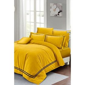 Monohome Özel Dokuma Luxury Pamuk Saten Sarı Çift Kişilik Nevresim Takımı