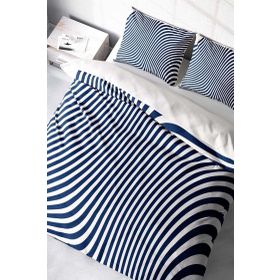 Monohome Özel Dokuma Pamuk Saten Blue Lines Çift Kişilik Nevresim Takımı