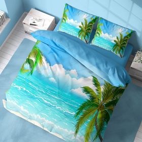 Monohome Palm 3D Pamuk Saten Renkli Çift Kişilik 200x220 cm Nevresim Takımı