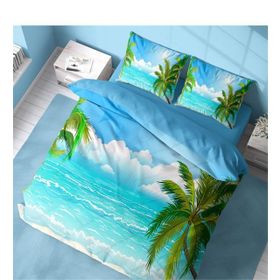 Monohome Palm 3D Pamuk Saten Renkli Çift Kişilik 200x220 cm Nevresim Takımı