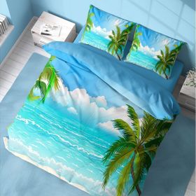 Monohome Palm 3D Pamuk Saten Renkli Çift Kişilik 200x220 cm Nevresim Takımı
