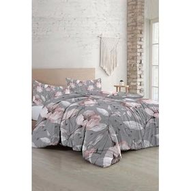Monohome Pamuklu Natura Rose Gray Çift Kişilik Nevresim Takımı