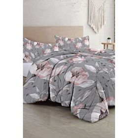 Monohome Pamuklu Natura Rose Gray Çift Kişilik Nevresim Takımı