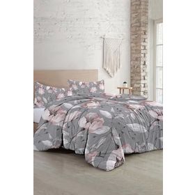 Monohome Pamuklu Natura Rose Gray Çift Kişilik Nevresim Takımı