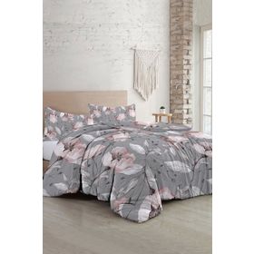 Monohome Pamuklu Natura Rose Gray Çift Kişilik Nevresim Takımı