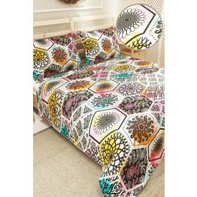 Monohome Patchwork Tiles Jakar Dokuma Pamuklu 3D Dijital Baskı Pike Takımı
