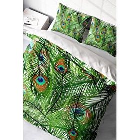 Monohome Peacock Feathers Naturel Çift Kişilik Nevresim Takımı