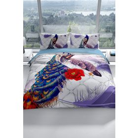 Monohome Peafowl 3D Pamuk Saten Çift Kişilik 200x220 cm Nevresim Takımı