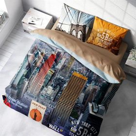Monohome Perlasera New York 3D Pamuk Saten Çift Kişilik Nevresim Seti