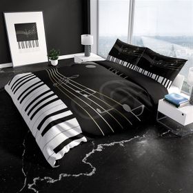 Monohome Perlasera Piano 3D Pamuk Saten Çift Kişilik Nevresim Seti