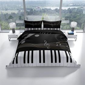 Monohome Perlasera Piano 3D Pamuk Saten Çift Kişilik Nevresim Seti