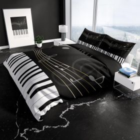 Monohome Perlasera Piano 3D Pamuk Saten Çift Kişilik Nevresim Seti
