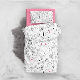 Monohome Pink Animals 3D Pamuk Saten Bebek Nevresim Takım